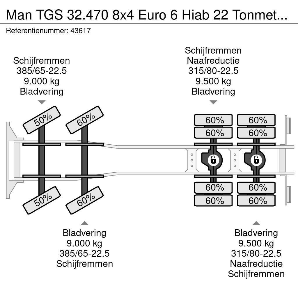 MAN TGS 32.470 8x4 Euro 6 Hiab 22 Tonmeter laadkraan J Hook lift trucks