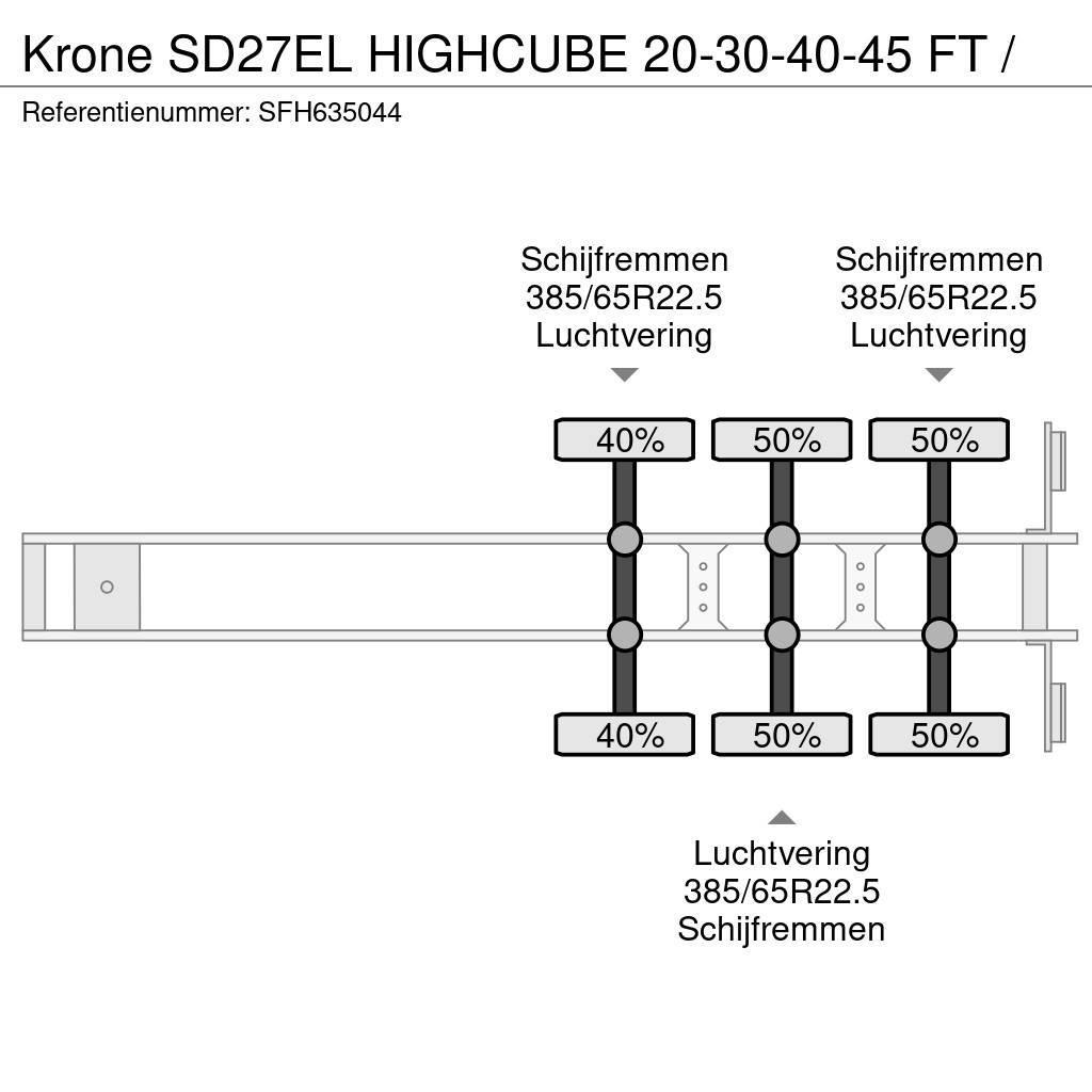 Krone SD27EL HIGHCUBE 20-30-40-45 FT / Konténerkeret / Konténeremelő félpótkocsik