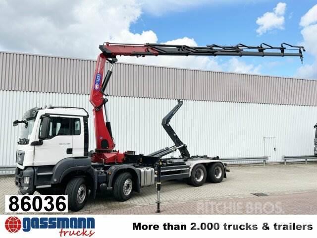 MAN TGS 35.480 8X4 BL, Intarder, Kran HMF 3220-K6, Hook lift trucks