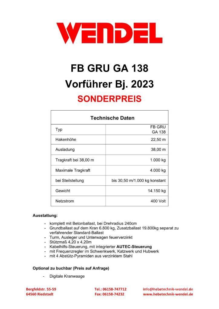 FB GRU GA 138 - Turmdrehkran - Baukran - Kran Tower cranes