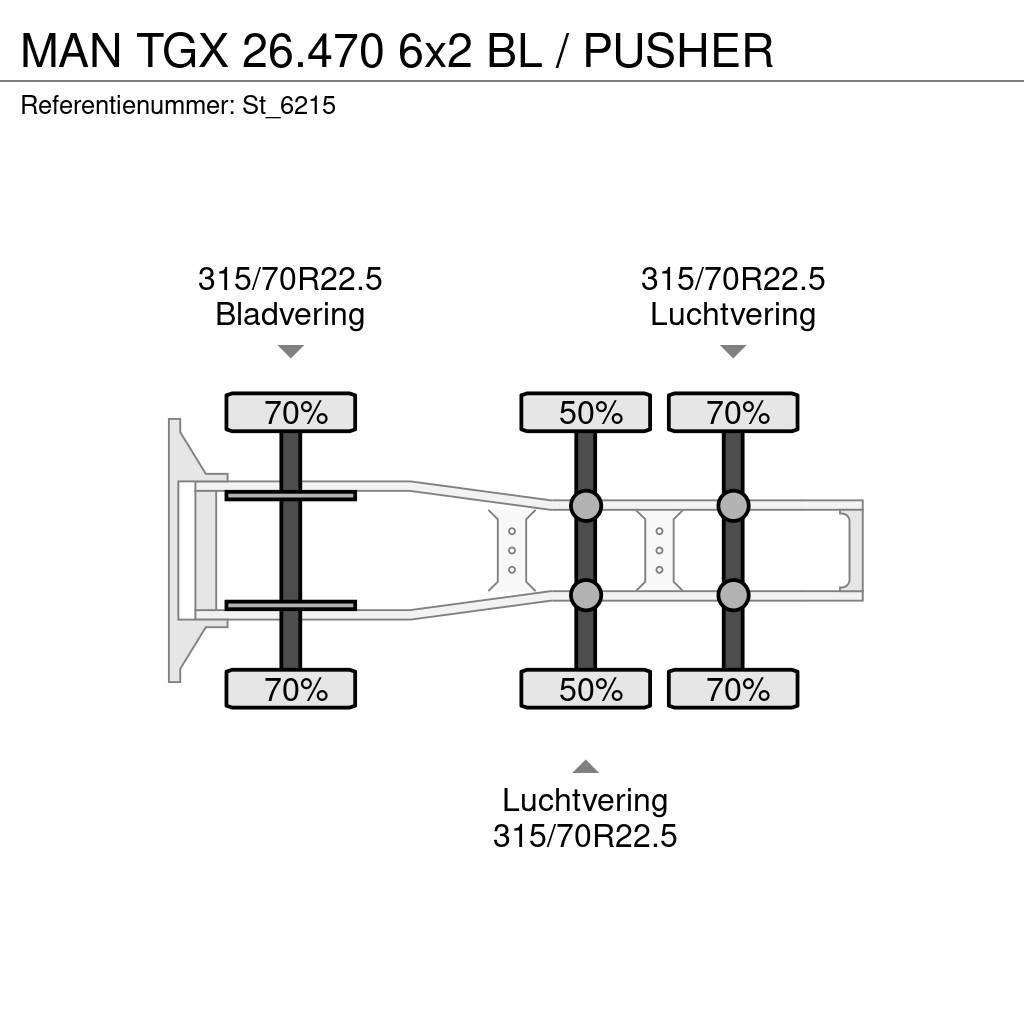 MAN TGX 26.470 6x2 BL / PUSHER Tractor Units