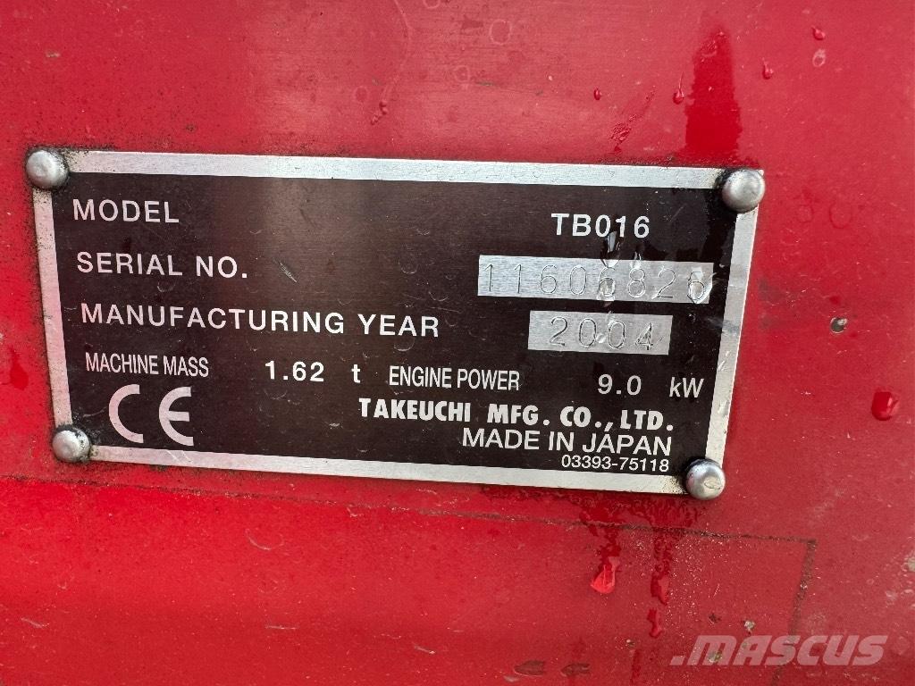 Takeuchi TB 016 Mini kotrók < 7t