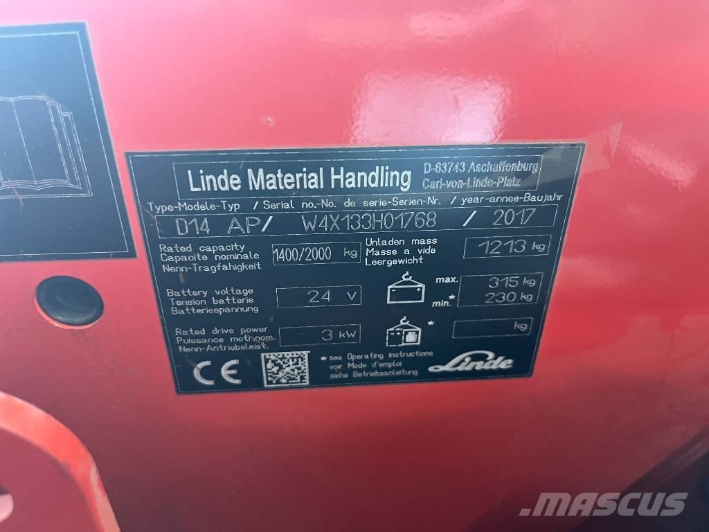 Linde D 14 AP Elektromos gyalogkíséretű targoncák