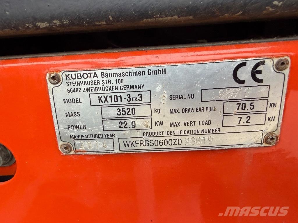 Kubota KX 101-3 A 2 Mini kotrók < 7t