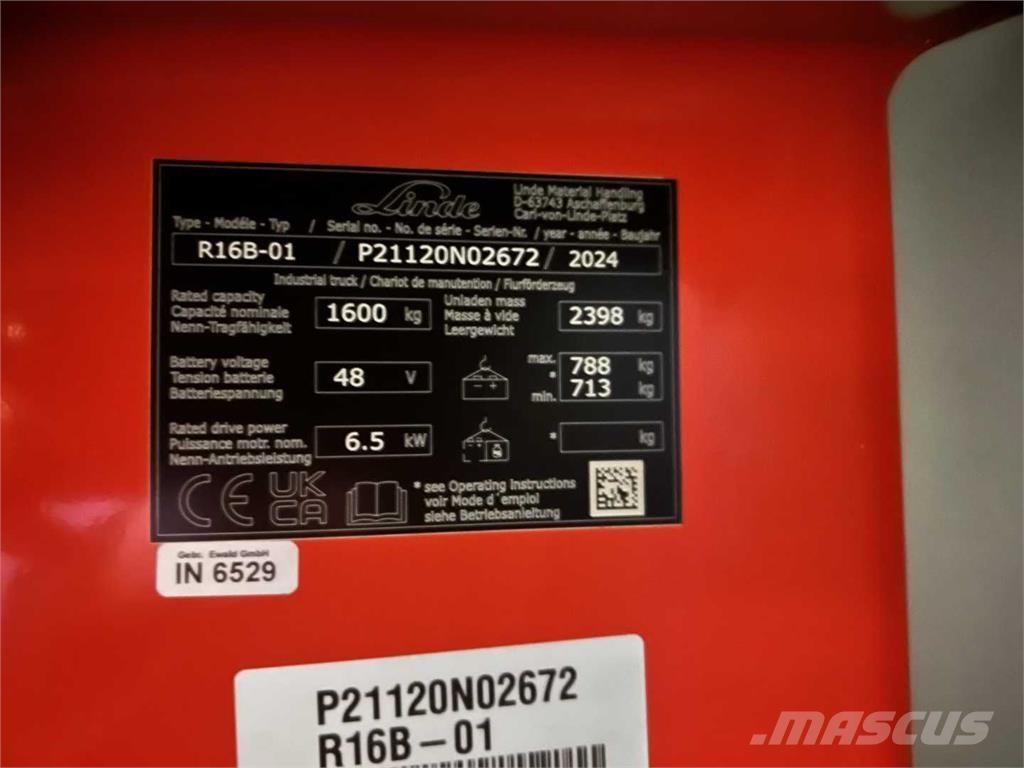 Linde R16B Tolóoszlopos targonca