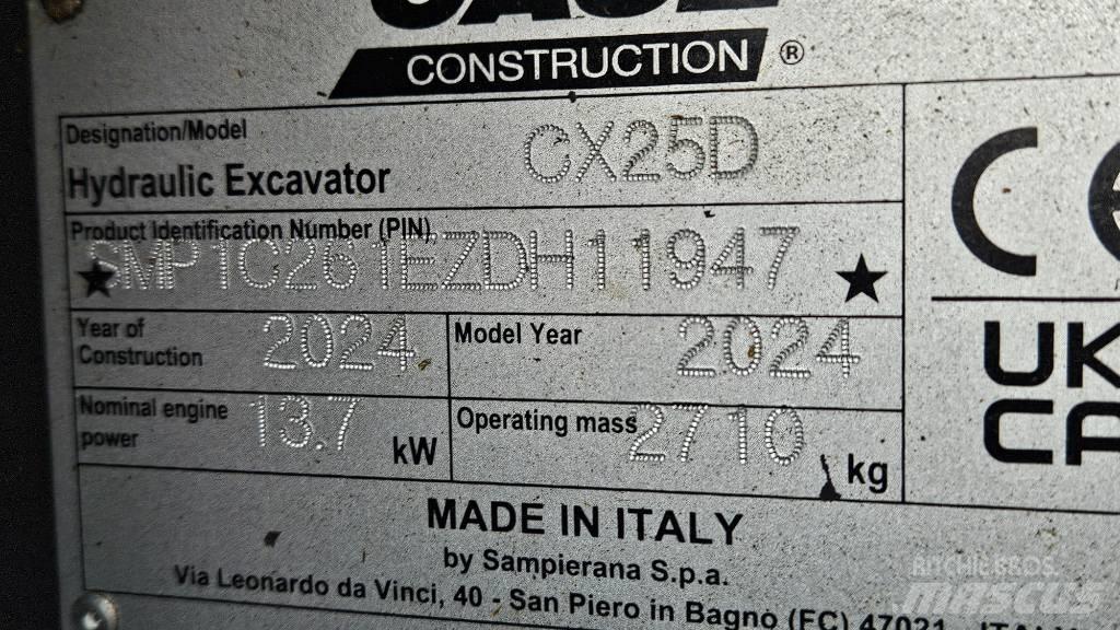 CASE CX25D Mini kotrók < 7t