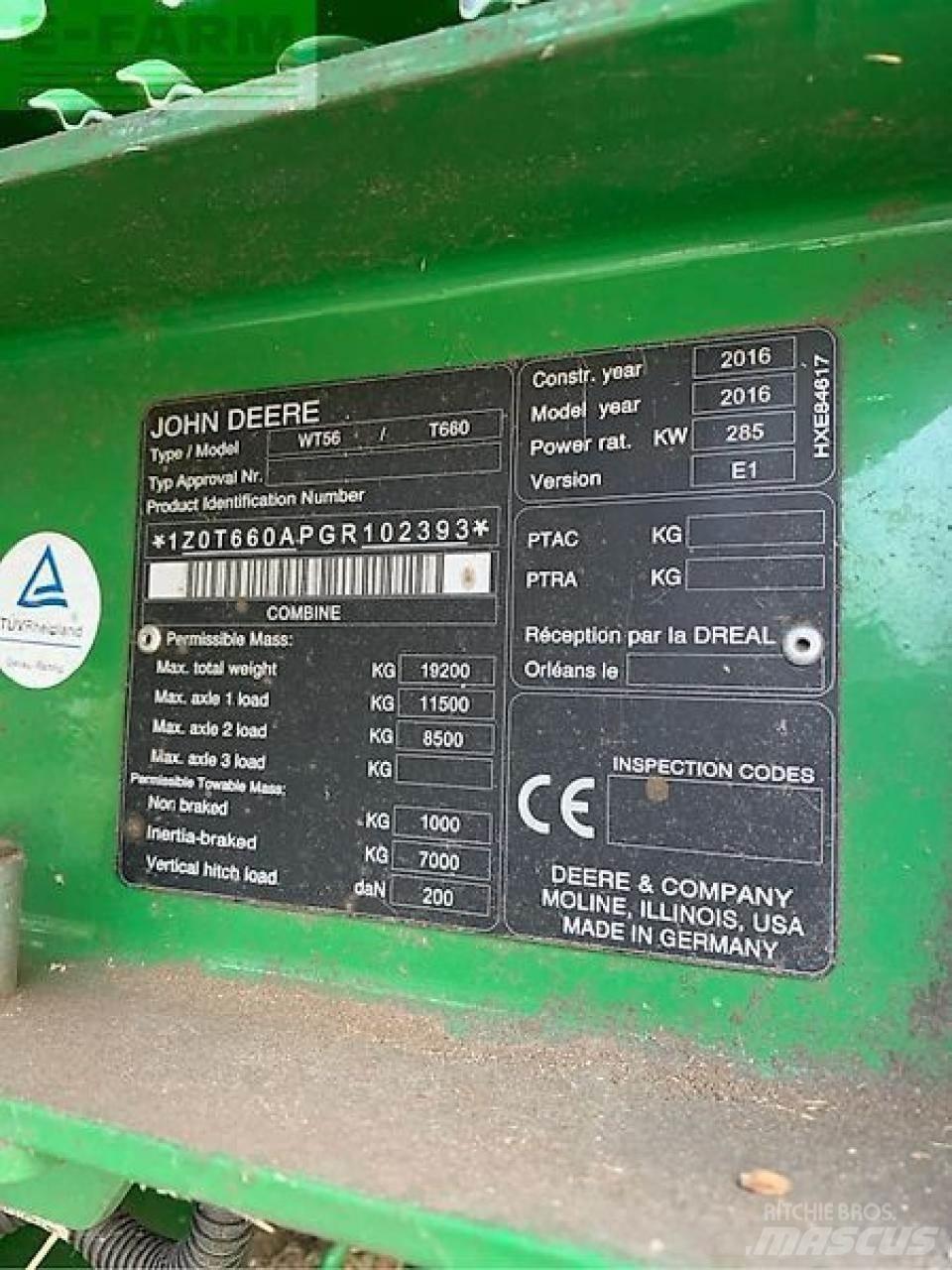 John Deere t660 Kombájnok