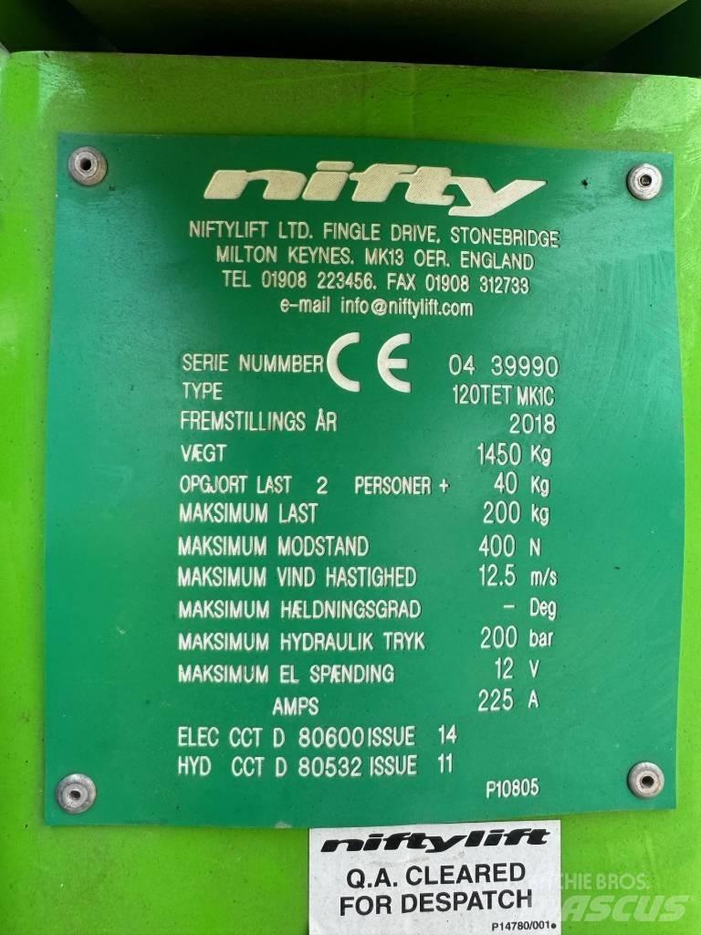 Niftylift 120 T Pótkocsira szerelt emelők és állványok