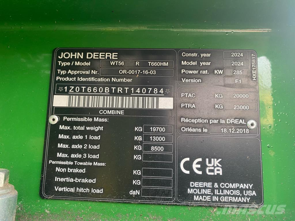 John Deere T 660 I Kombájnok