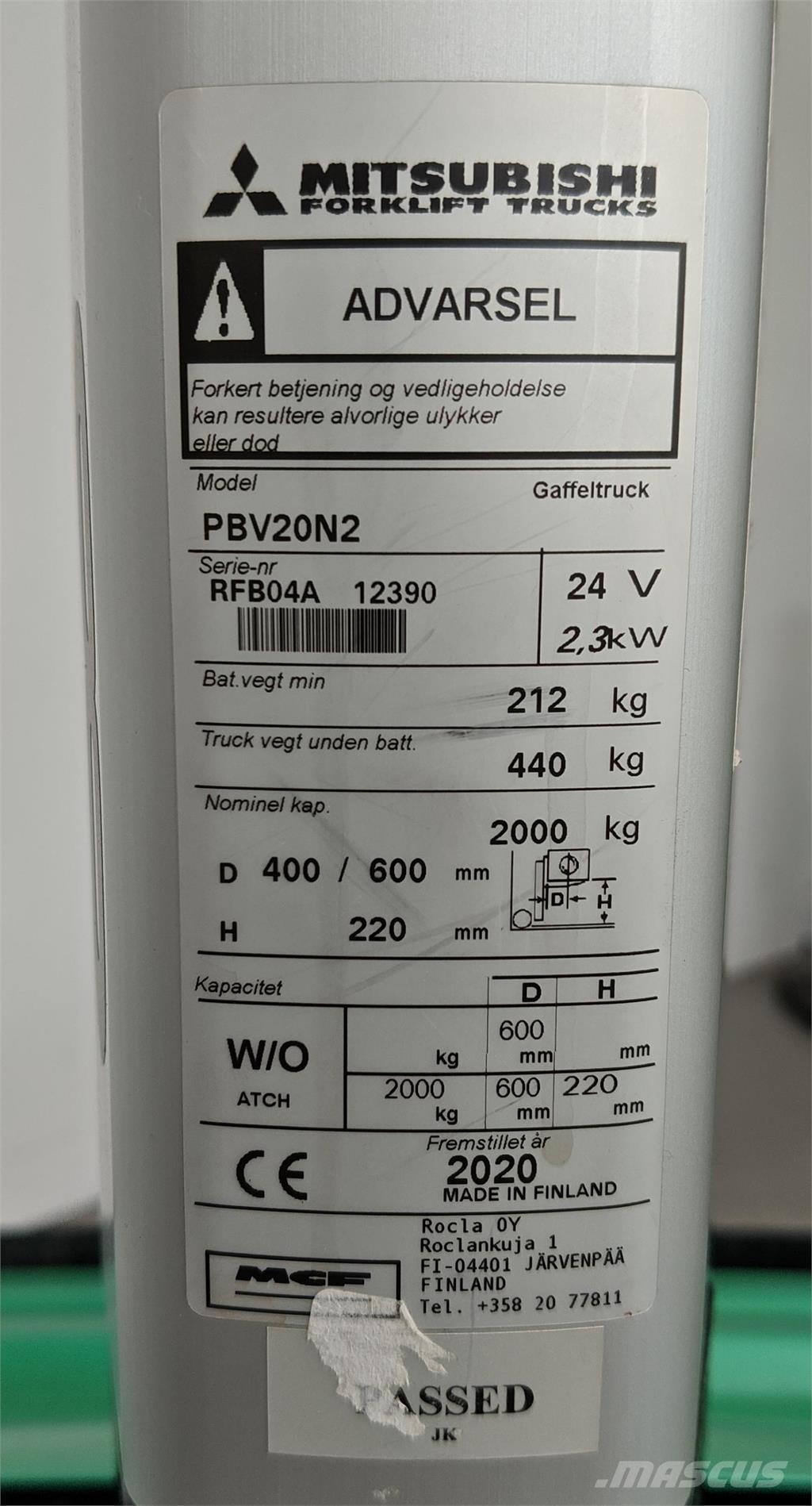 Mitsubishi PBV20N2 Platós targonca