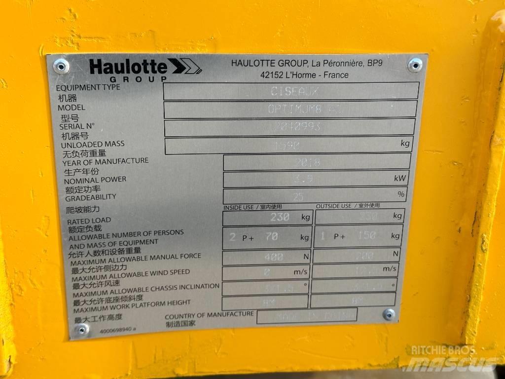 Haulotte OPTIMUM 8 Ollós emelők
