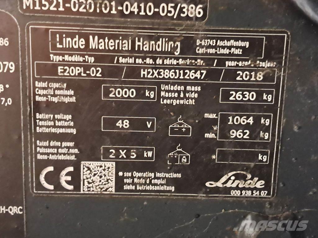 Linde E20PL-02 Elektromos targoncák