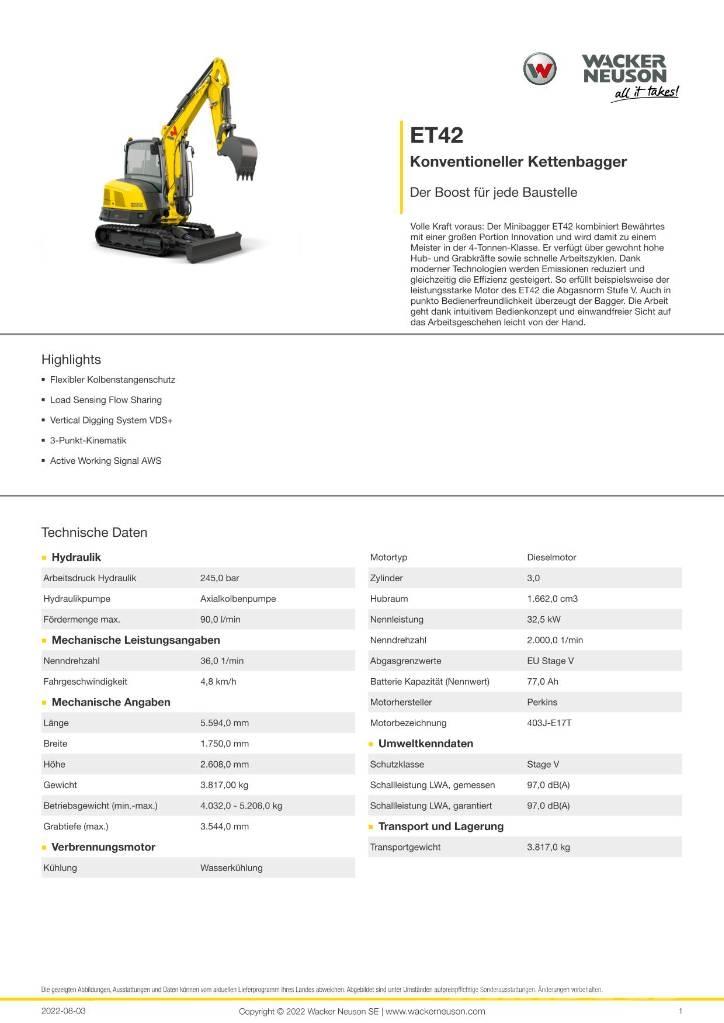 Wacker Neuson ET 42 Lánctalpas kotrók