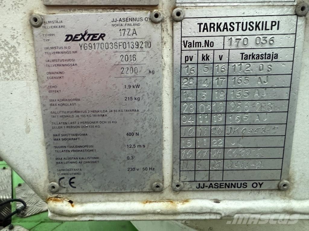 Dexter 17ZA Pótkocsira szerelt emelők és állványok