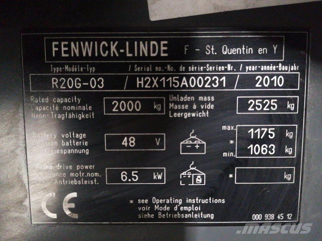 Linde R20G-03 Tolóoszlopos targonca