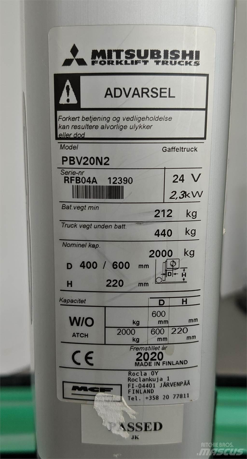 Mitsubishi PBV20N2 Targoncák-Egyéb