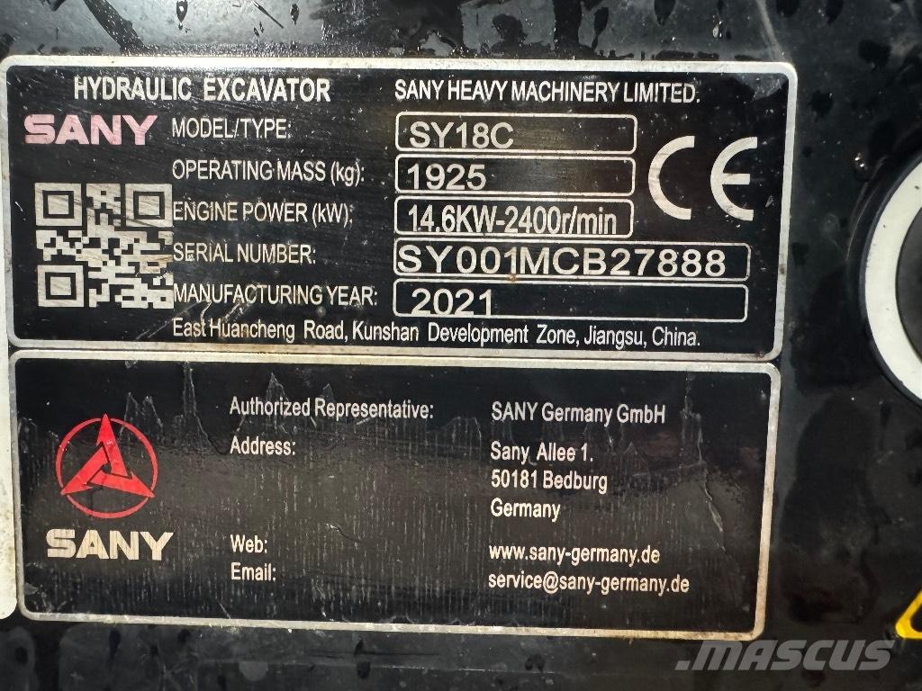 Sany SY 18 C Mini kotrók < 7t