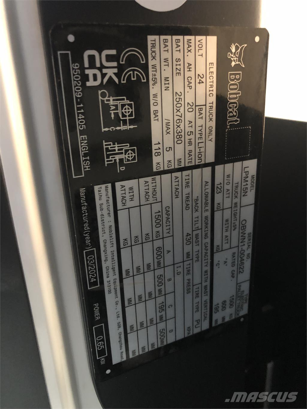 Bobcat LPM15N Gyalogkíséretű targonca