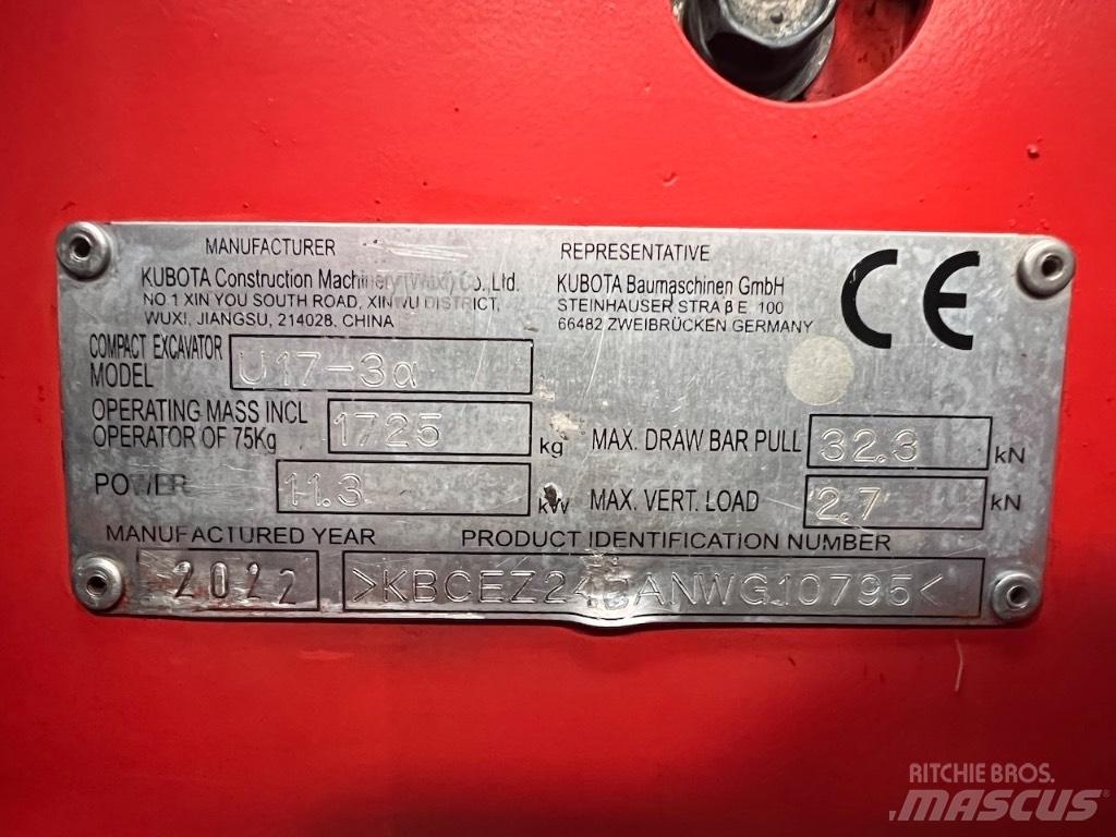 Kubota U 17-3 Mini kotrók < 7t