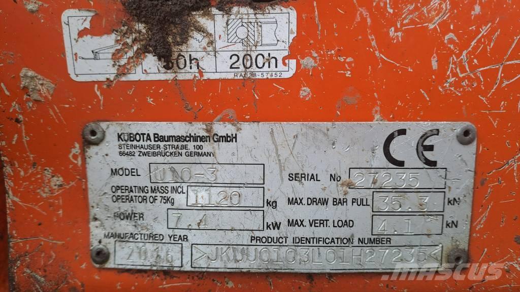 Kubota U 10-3 Mini kotrók < 7t