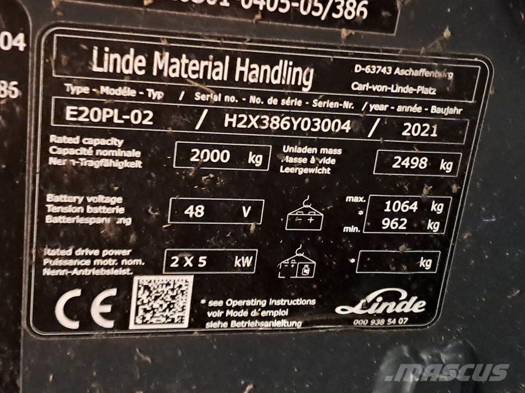 Linde E20PL-02 Elektromos targoncák