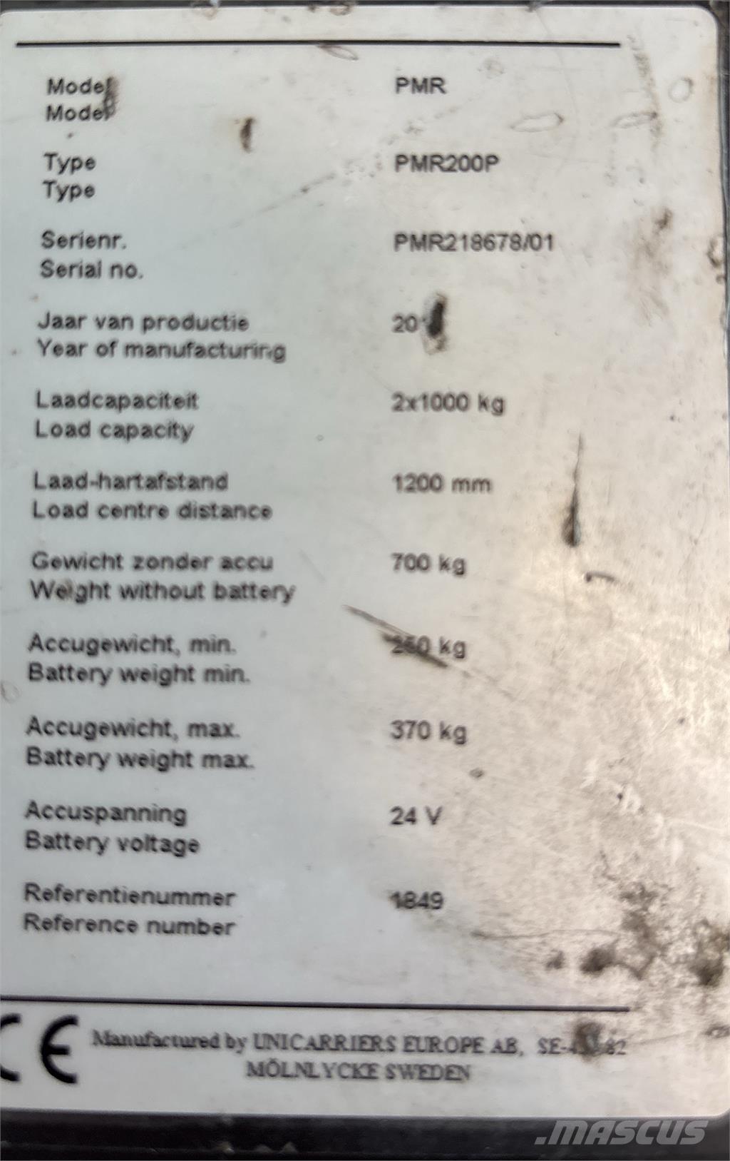 UniCarriers PMR200 Platós targonca