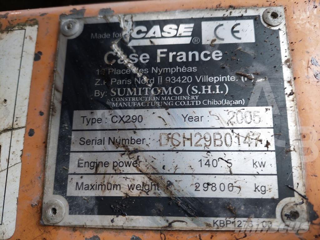 CASE CX 290 Lánctalpas kotrók