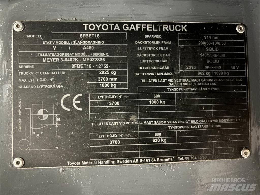 Toyota 8FBET18 Elektromos targoncák