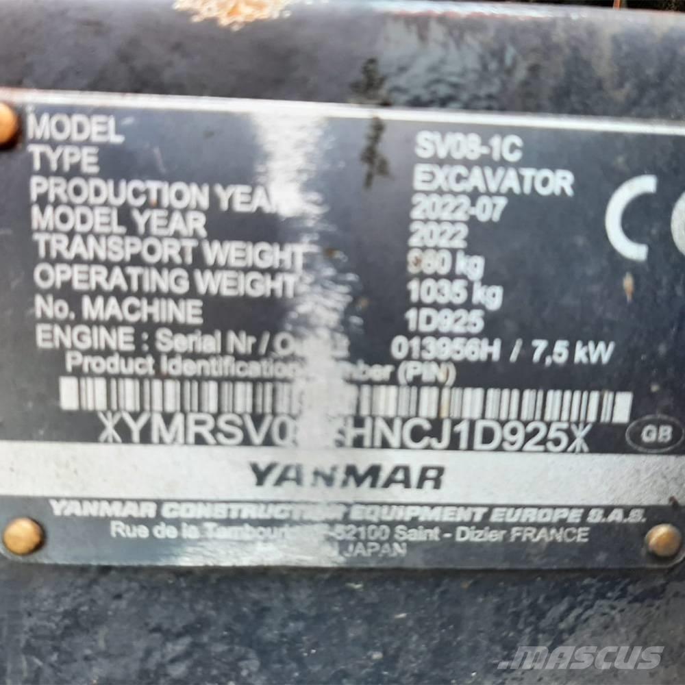 Yanmar SV 08 Mini kotrók < 7t