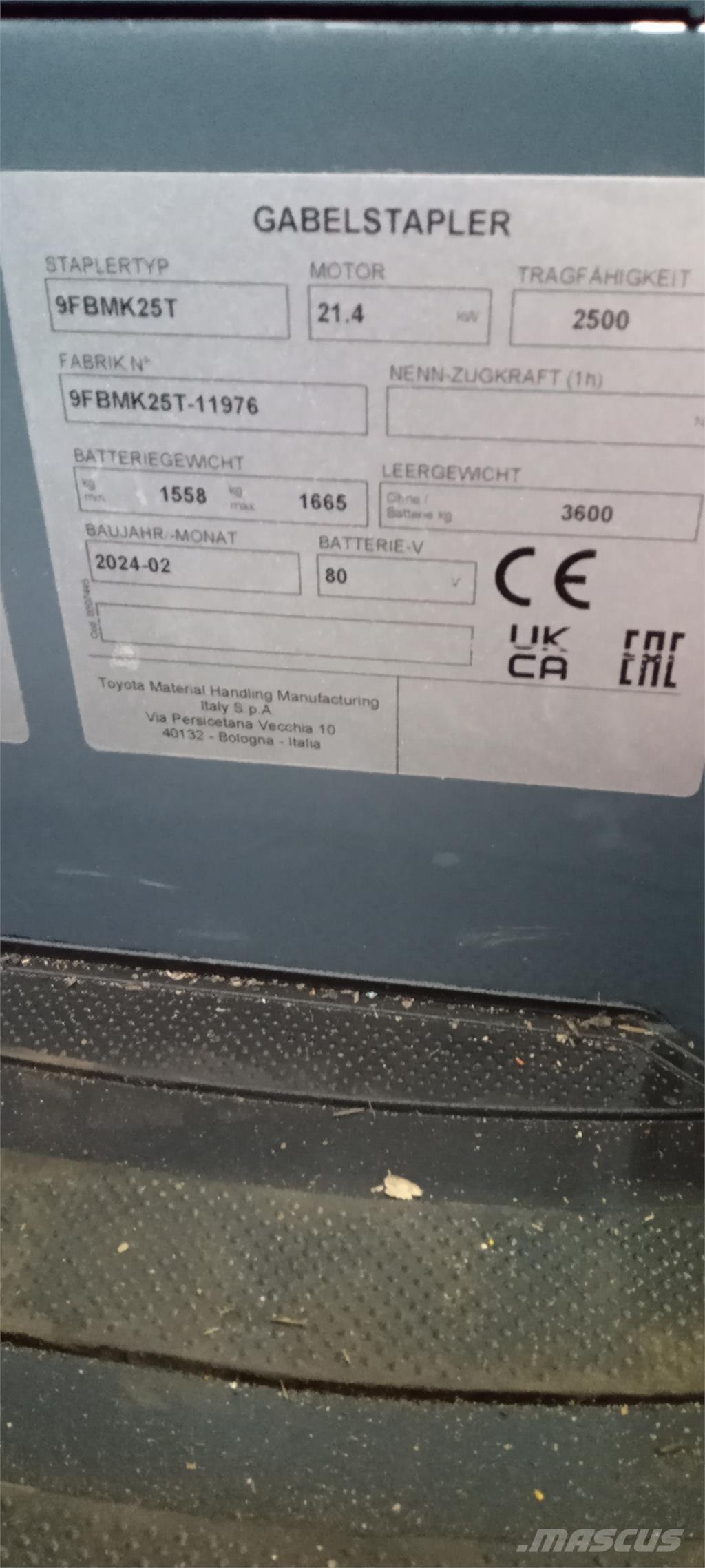 Toyota 9FBMK25T Elektromos targoncák