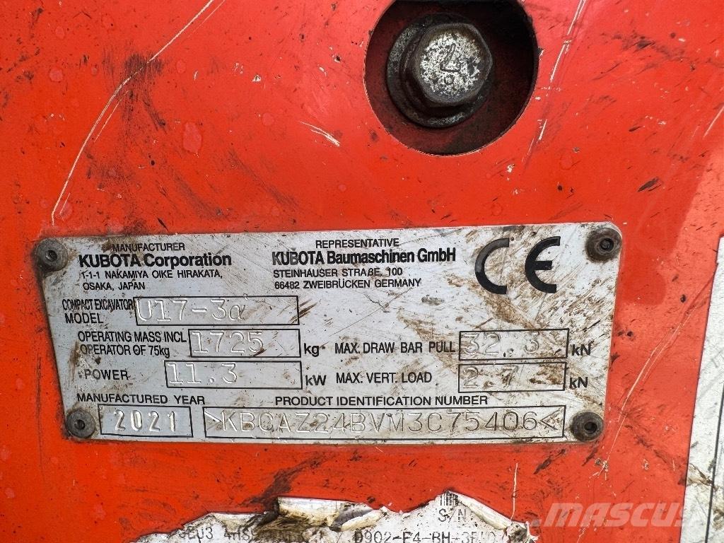 Kubota U 17-3 Mini kotrók < 7t