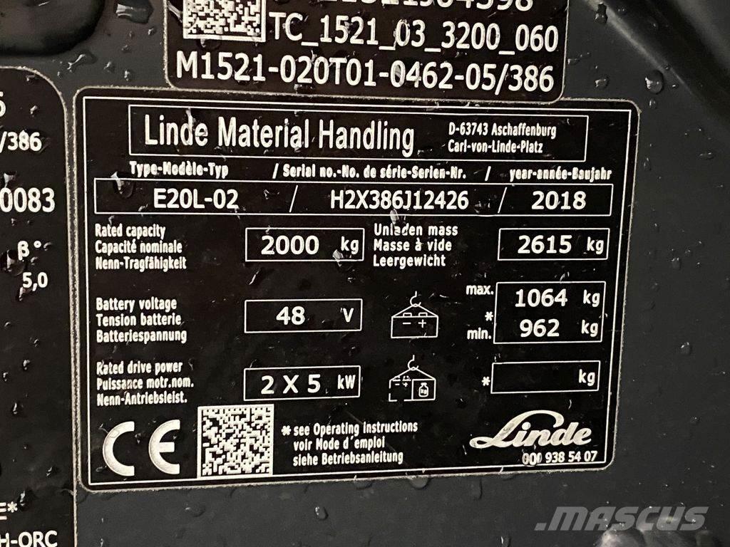 Linde E20L-02 Elektromos targoncák