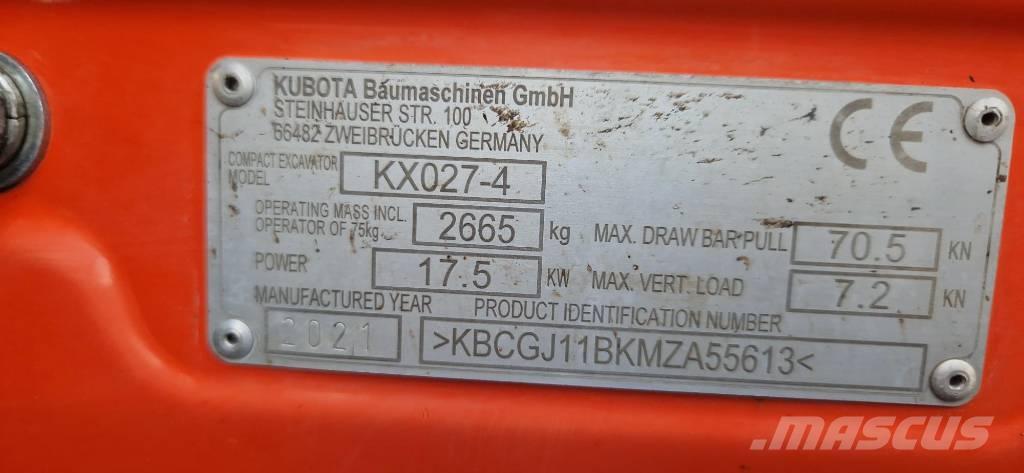 Kubota KX 027-4 Mini kotrók < 7t