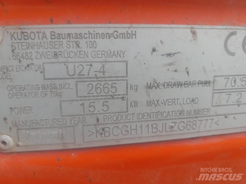 Kubota U 27-4 Mini kotrók < 7t