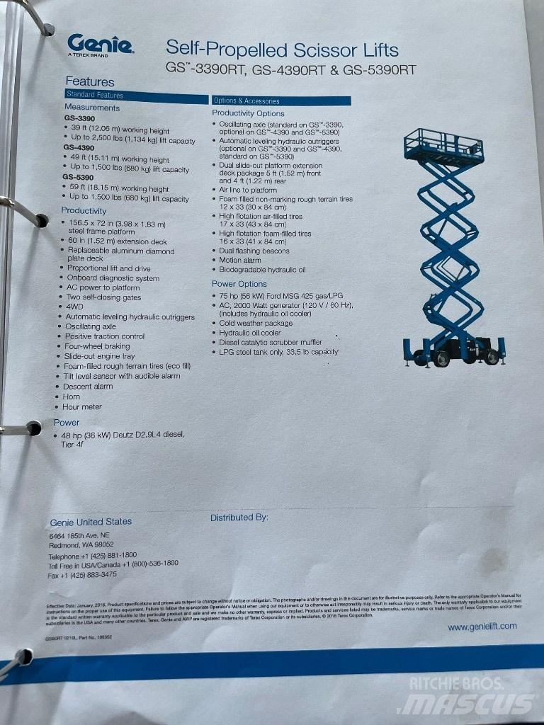 Genie GS 5390 RT Ollós emelők