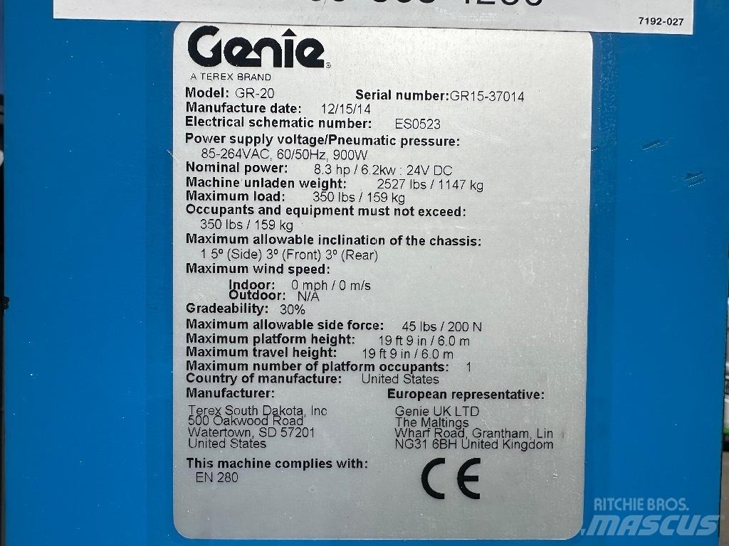 Genie GR 20 Személyemelők