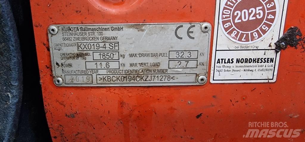 Kubota KX 019-4 Mini kotrók < 7t