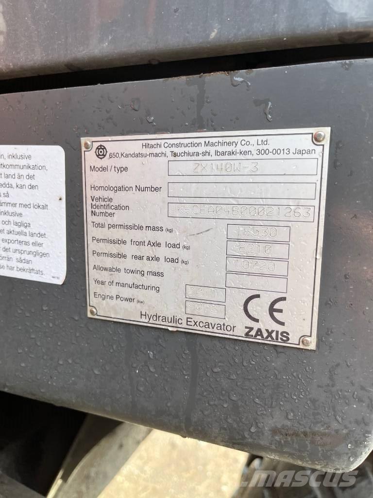 Hitachi ZX140W-3 Gumikerekes kotrók