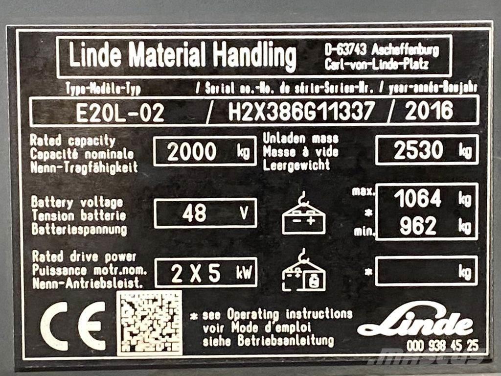 Linde E20L Elektromos targoncák