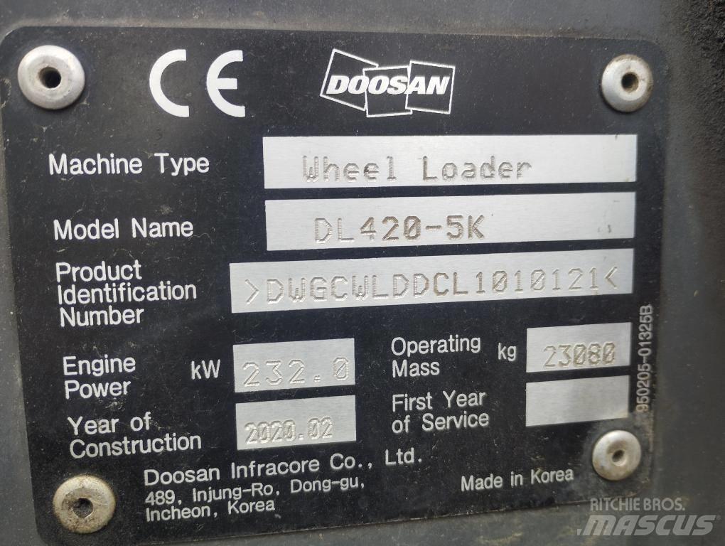 Doosan DL 420-5 Gumikerekes homlokrakodók
