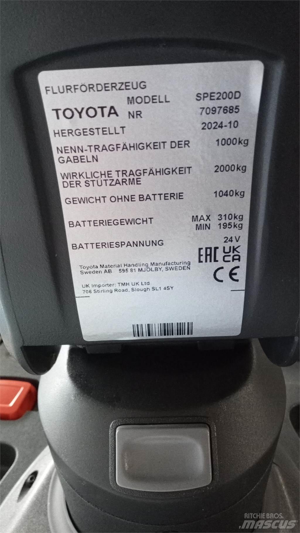 Toyota BT SPE200D Gyalogkíséretű targonca