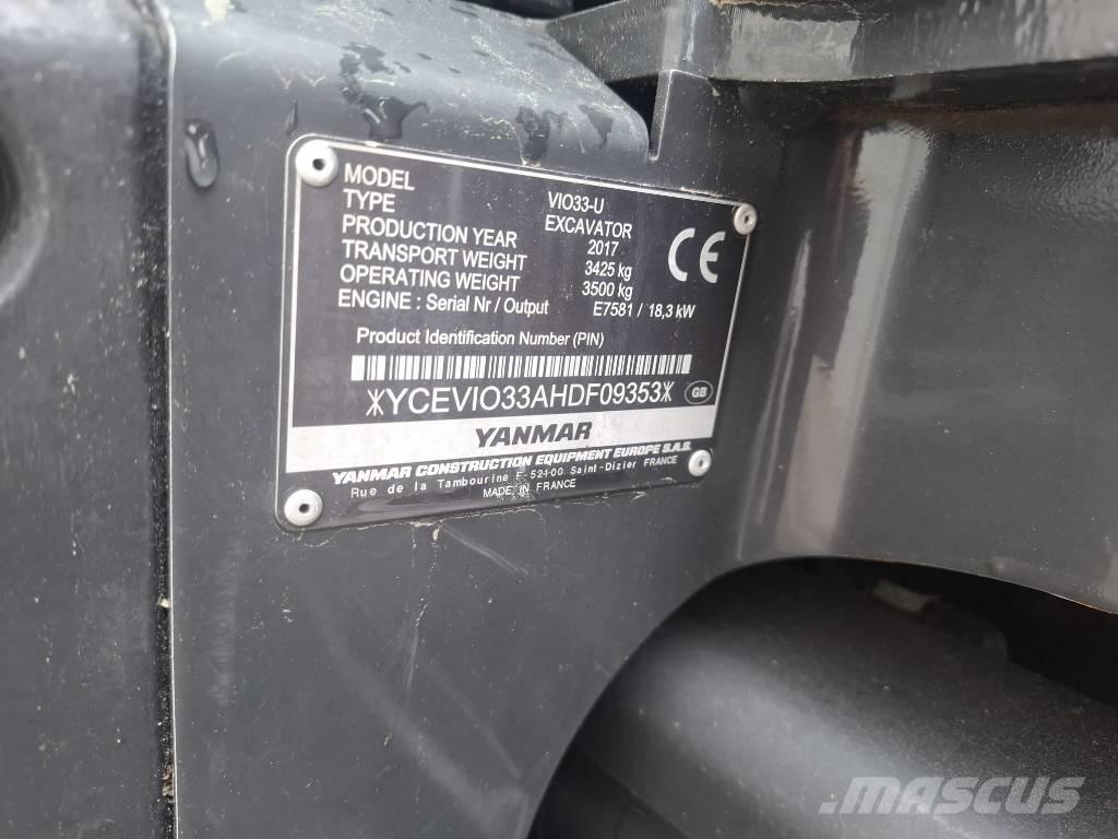 Yanmar Vio 33 U Mini kotrók < 7t