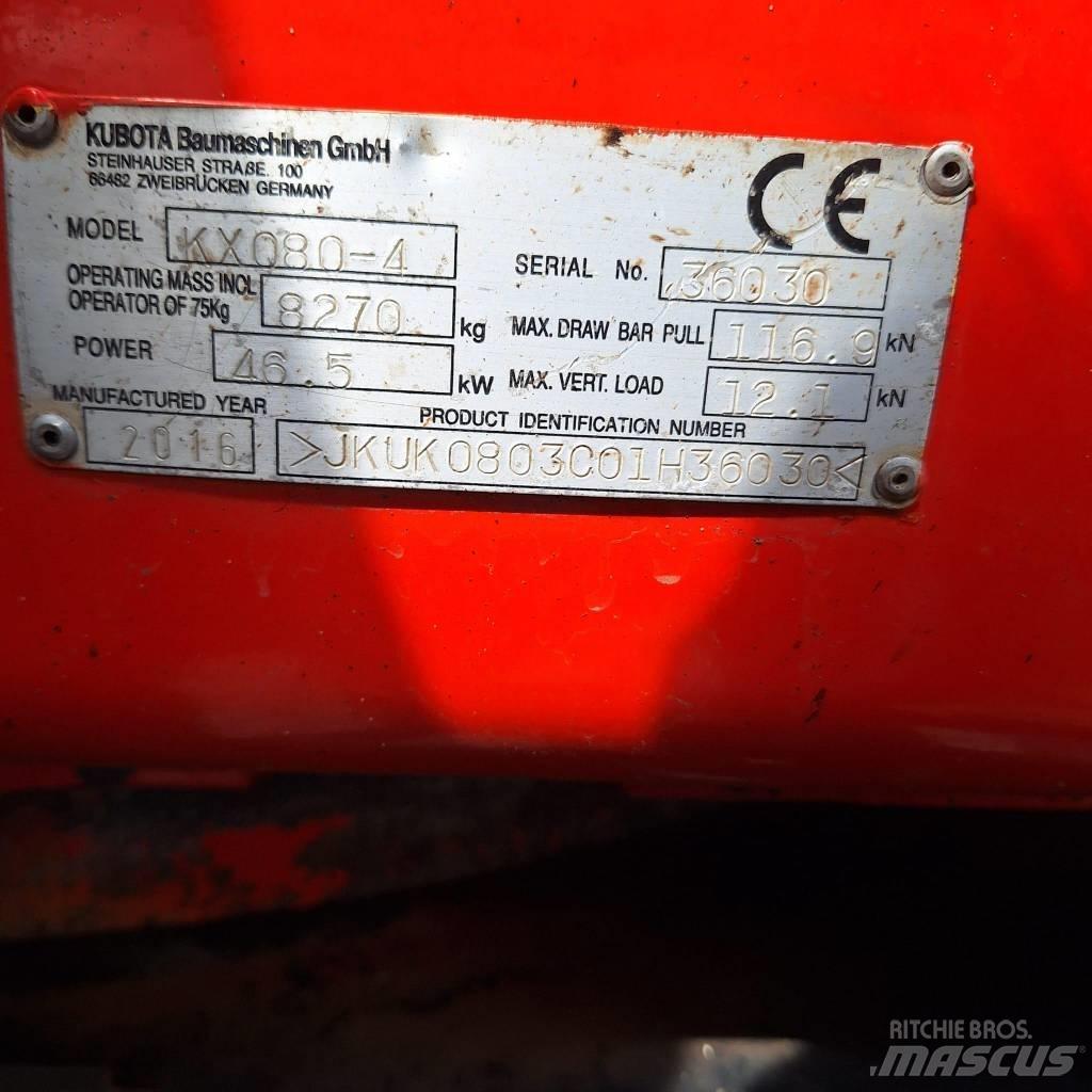 Kubota KX080-4 Közepes (midi) kotrók 7 t - 12 t