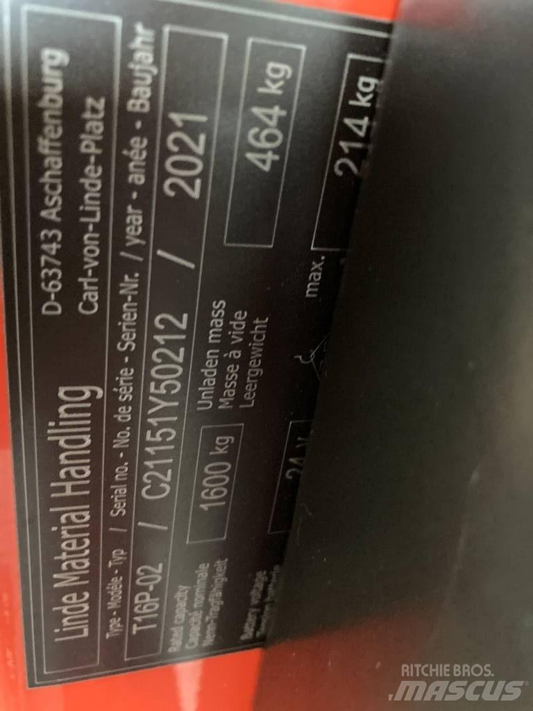 Linde T16P/1151-02 Vezetőállásos alacsony emelőkocsi