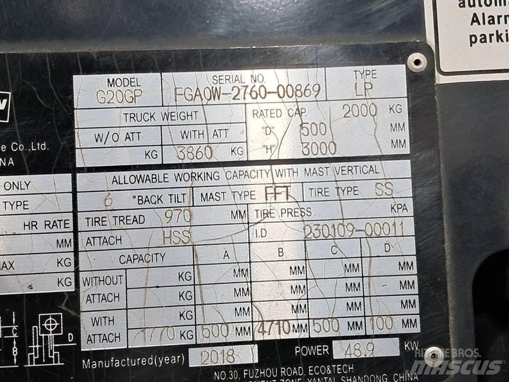 Doosan G20GP Gázüzemű targoncák