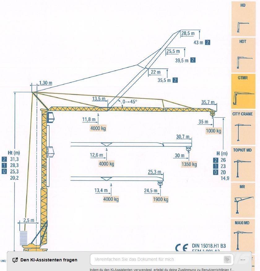 Potain GTMR 331 B Torony daruk