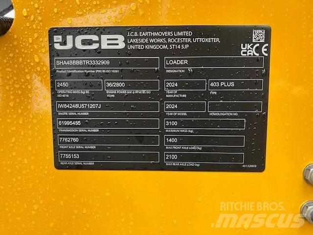 JCB 403 Plus Gumikerekes homlokrakodók