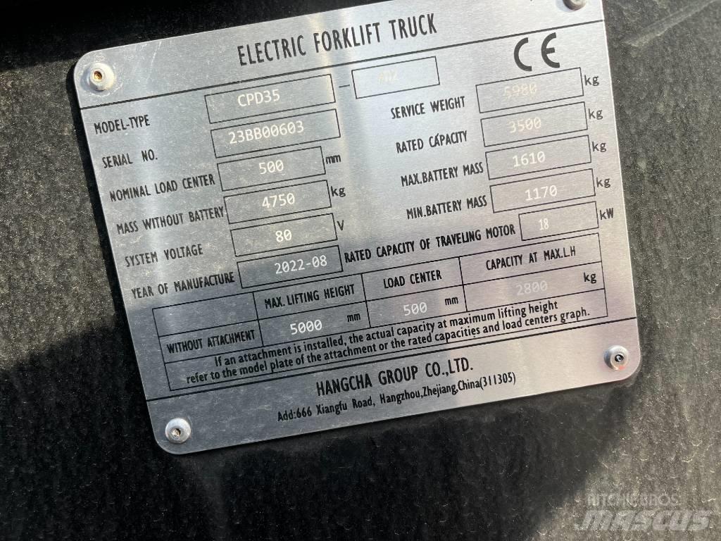 Hangcha CPD35-XD2 Elektromos targoncák