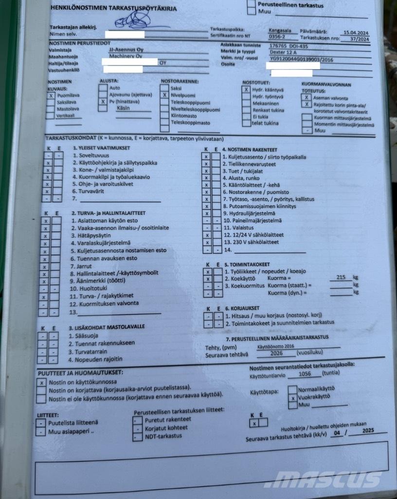 Dexter 12 A Pótkocsira szerelt emelők és állványok