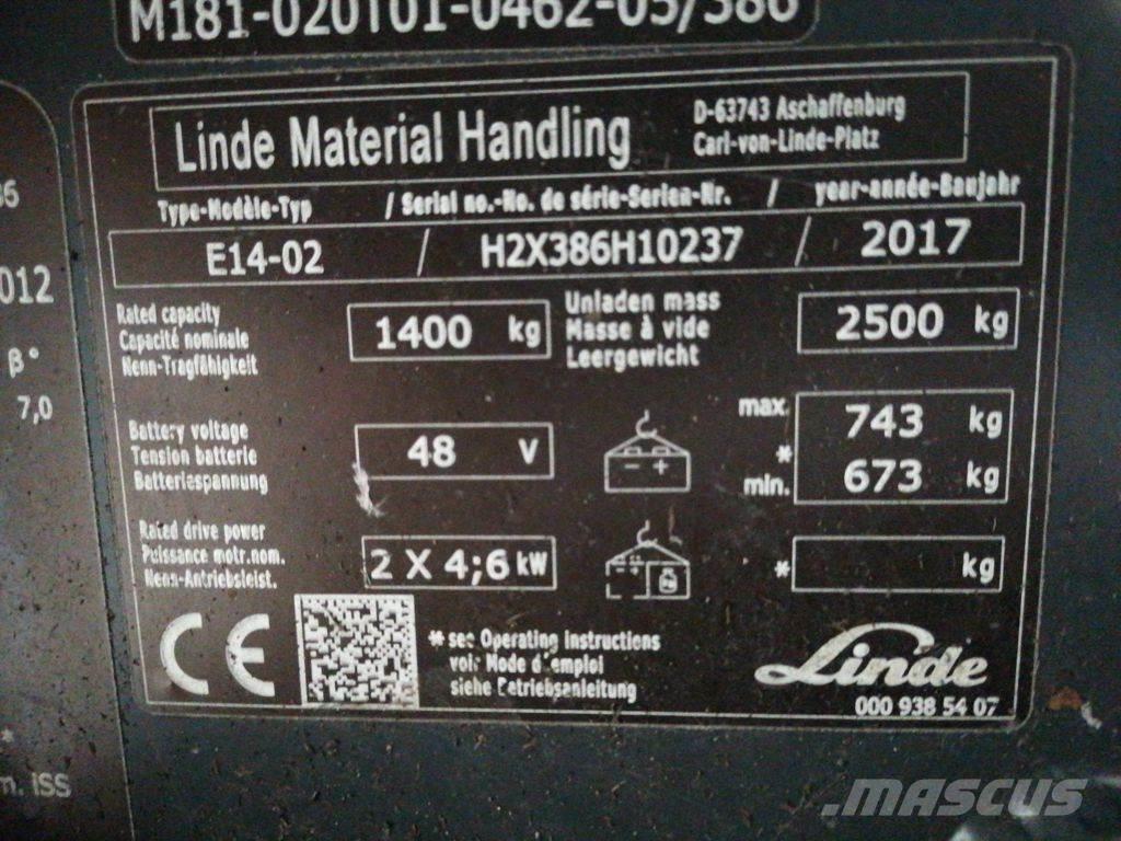Linde E14-02 Elektromos targoncák